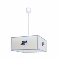 Distribuidor - Lâmpadas Diversas | Colgantes Infantil | COLGANTE COHETE 1XE27 BLANCO/AZUL REGX35X35 Ref: 117193501